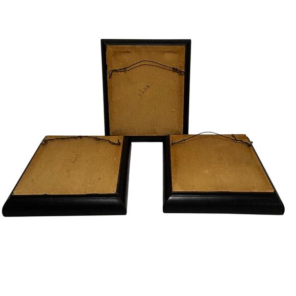 Vintage set (3) framed art prints portraits named women wooden double frames - Picture 2 of 8